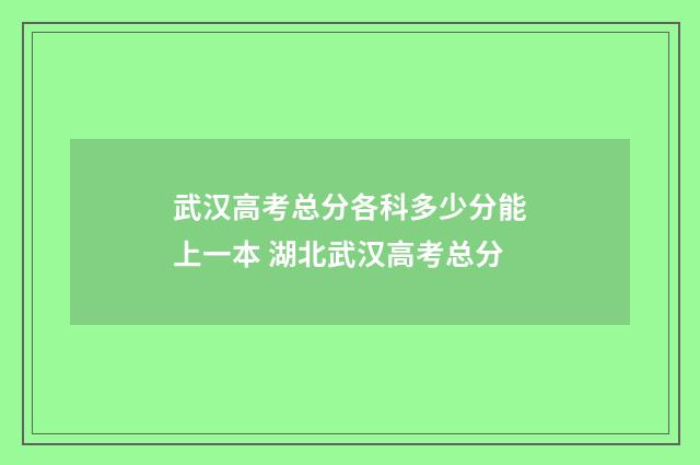 武汉高考总分各科多少分能上一本 湖北武汉高考总分