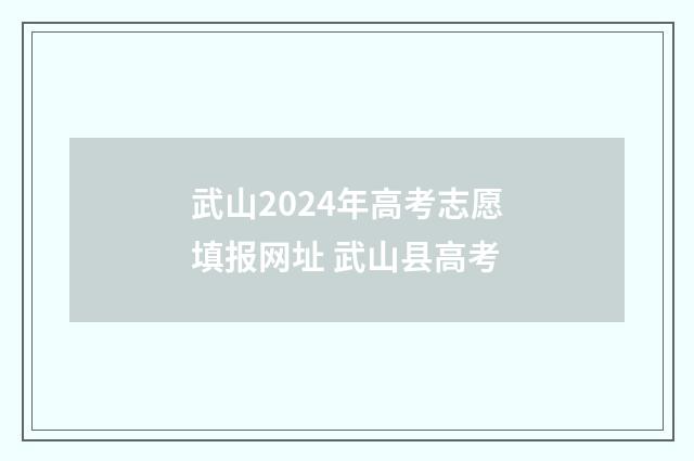 武山2024年高考志愿填报网址 武山县高考