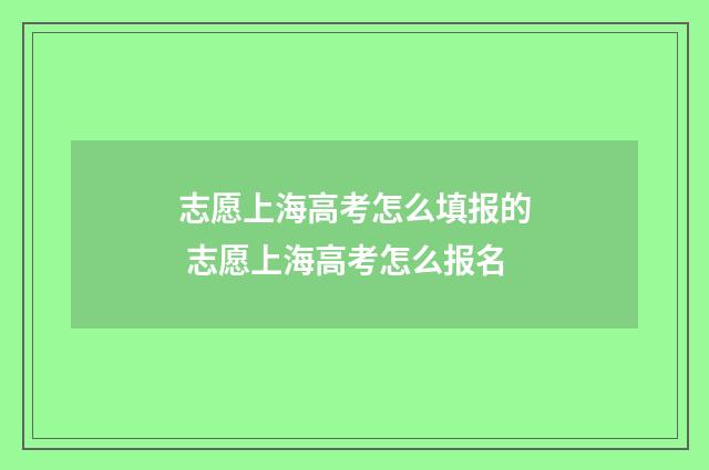志愿上海高考怎么填报的 志愿上海高考怎么报名