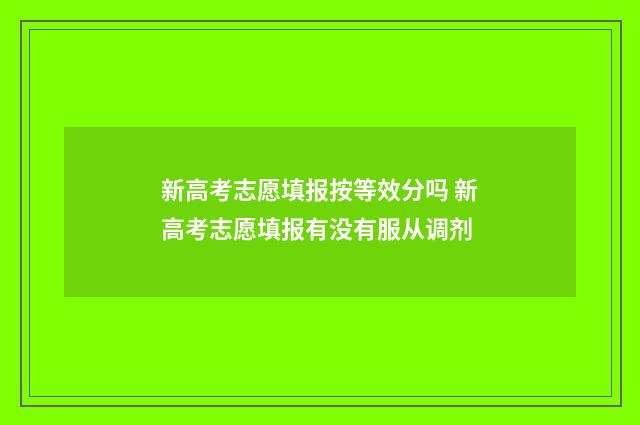 新高考志愿填报按等效分吗 新高考志愿填报有没有服从调剂