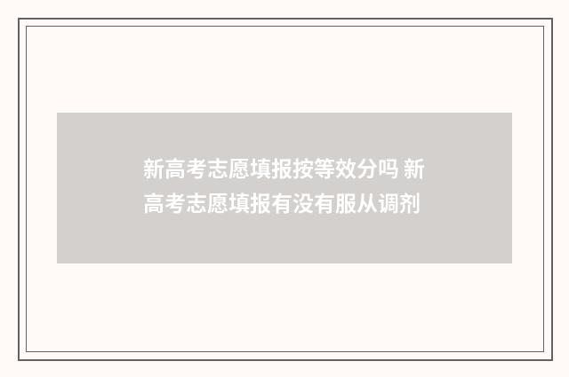 新高考志愿填报按等效分吗 新高考志愿填报有没有服从调剂