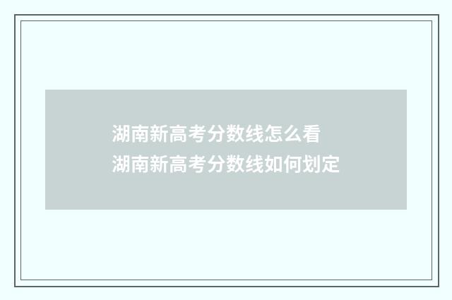 湖南新高考分数线怎么看 湖南新高考分数线如何划定