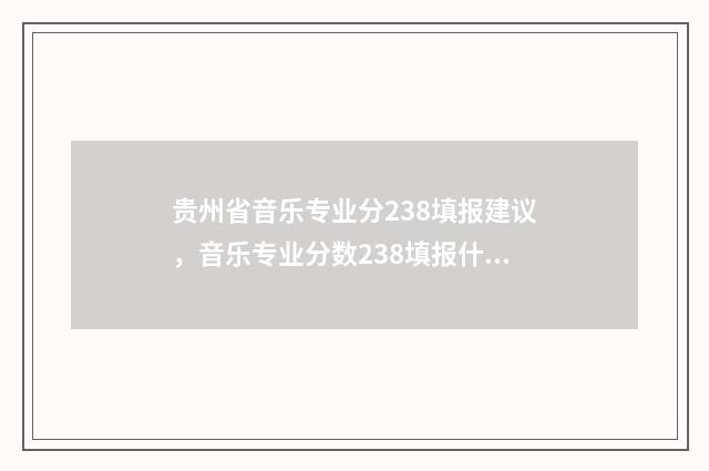 贵州省音乐专业分238填报建议，音乐专业分数238填报什么大学 贵州省音乐专业录取规则最新