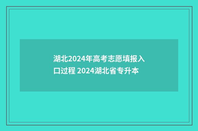 湖北2024年高考志愿填报入口过程 2024湖北省专升本