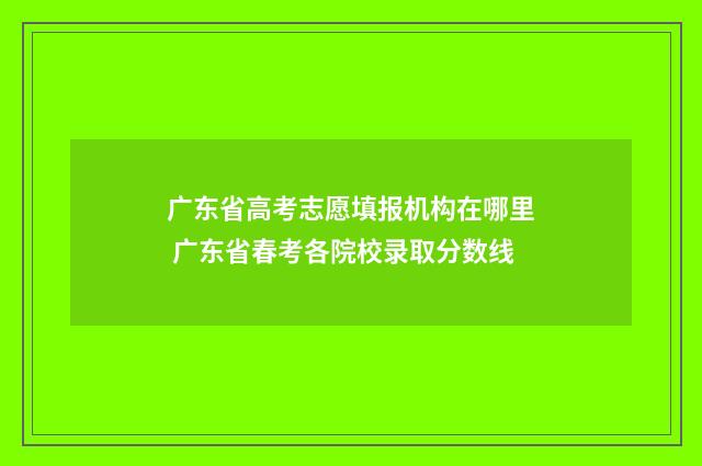 广东省高考志愿填报机构在哪里 广东省春考各院校录取分数线