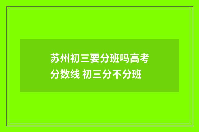 苏州初三要分班吗高考分数线 初三分不分班