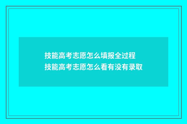 技能高考志愿怎么填报全过程 技能高考志愿怎么看有没有录取