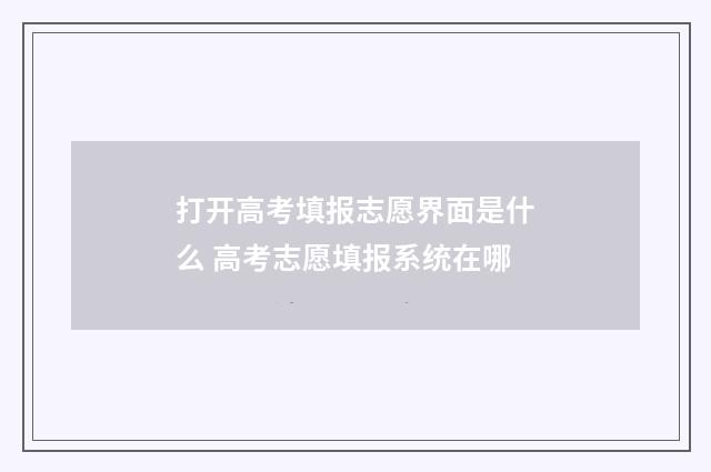 打开高考填报志愿界面是什么 高考志愿填报系统在哪