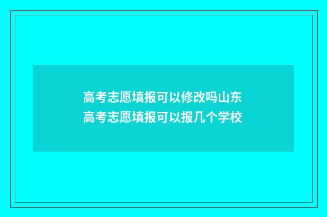 高考志愿填报可以修改吗山东 高考志愿填报可以报几个学校