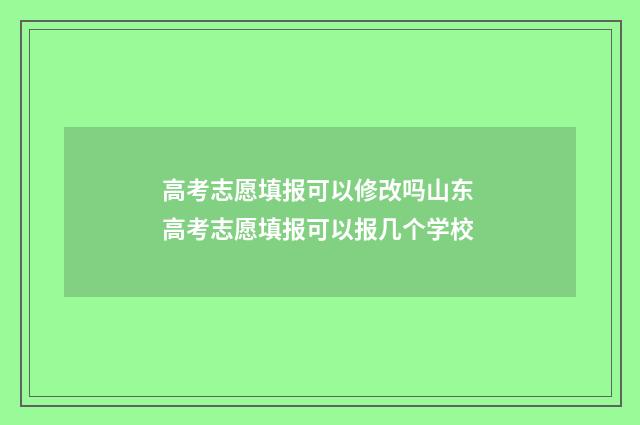 高考志愿填报可以修改吗山东 高考志愿填报可以报几个学校