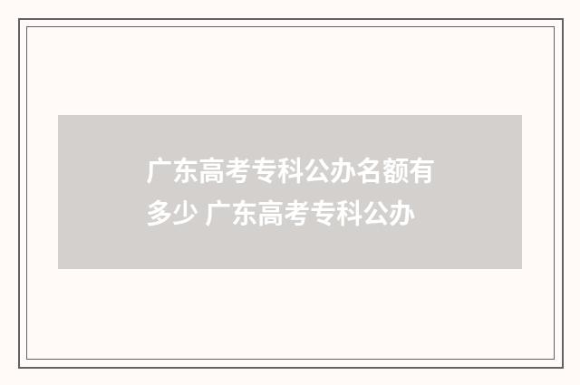 广东高考专科公办名额有多少 广东高考专科公办