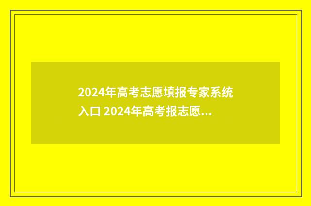 2024年高考志愿填报专家系统入口 2024年高考报志愿指南