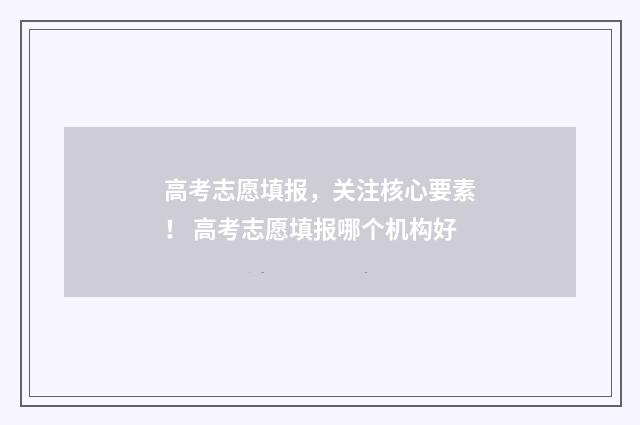 高考志愿填报，关注核心要素！ 高考志愿填报哪个机构好