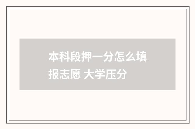 本科段押一分怎么填报志愿 大学压分