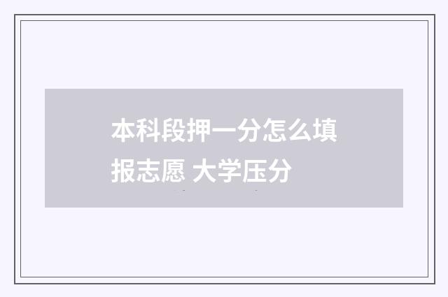 本科段押一分怎么填报志愿 大学压分