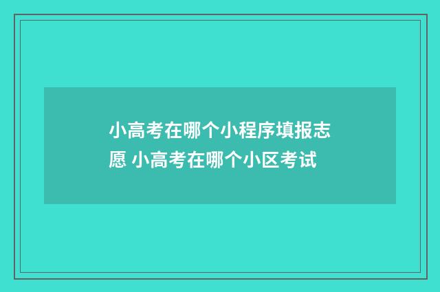 小高考在哪个小程序填报志愿 小高考在哪个小区考试
