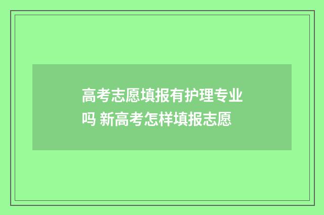 高考志愿填报有护理专业吗 新高考怎样填报志愿