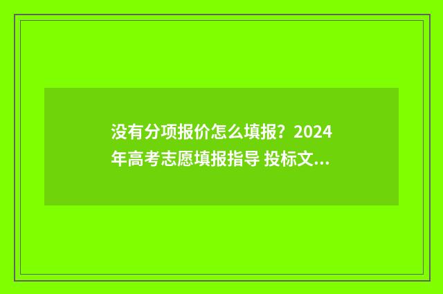 没有分项报价怎么填报？2024年高考志愿填报指导 投标文件中未提供分项报价