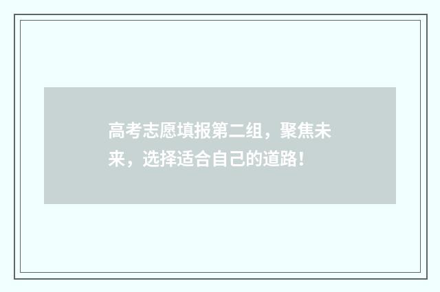 高考志愿填报第二组，聚焦未来，选择适合自己的道路！