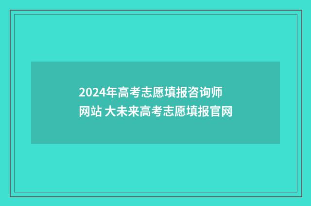 2024年高考志愿填报咨询师网站 大未来高考志愿填报官网