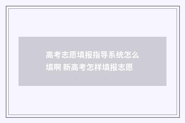 高考志愿填报指导系统怎么填啊 新高考怎样填报志愿