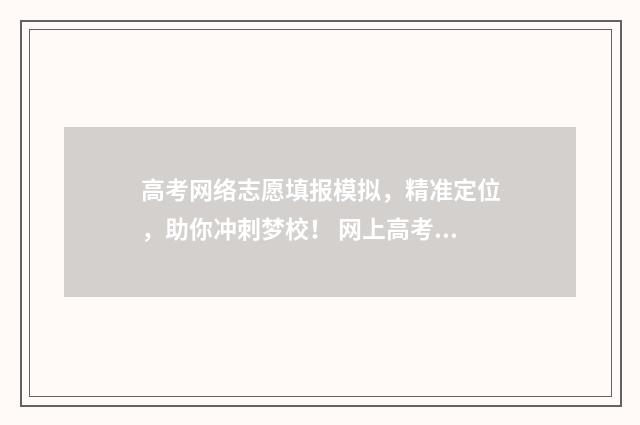 高考网络志愿填报模拟，精准定位，助你冲刺梦校！ 网上高考志愿怎么填