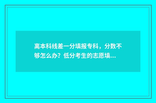 离本科线差一分填报专科，分数不够怎么办？低分考生的志愿填报攻略 离本科线差一分可以报本科学校吗