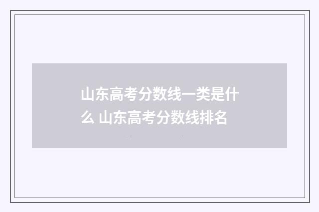 山东高考分数线一类是什么 山东高考分数线排名