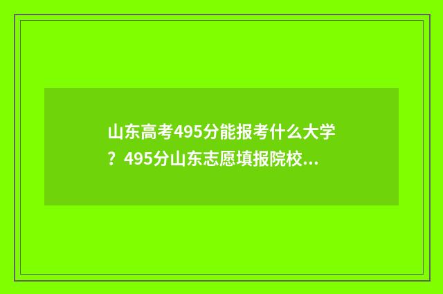 山东高考495分能报考什么大学？495分山东志愿填报院校推荐 山东高考495分能上一本吗