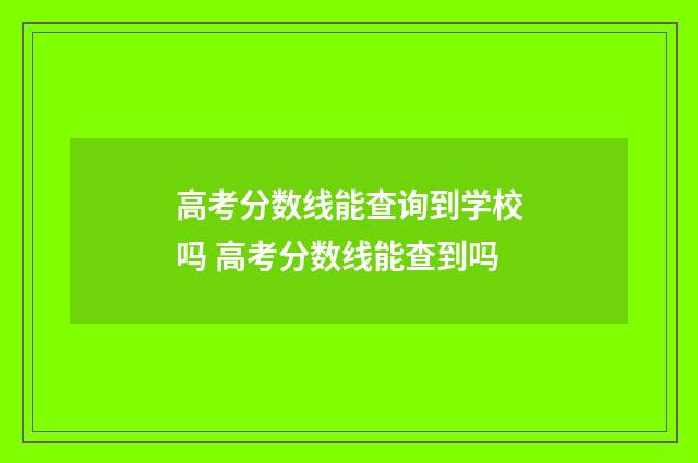 高考分数线能查询到学校吗 高考分数线能查到吗