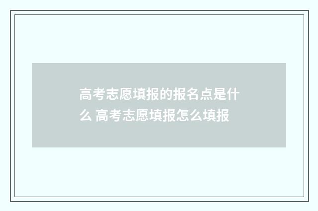 高考志愿填报的报名点是什么 高考志愿填报怎么填报