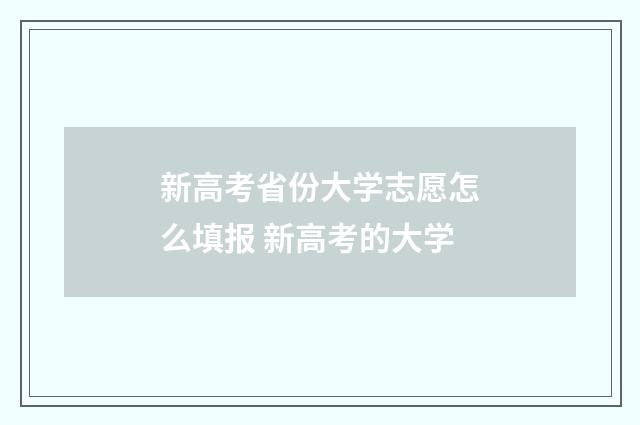 新高考省份大学志愿怎么填报 新高考的大学