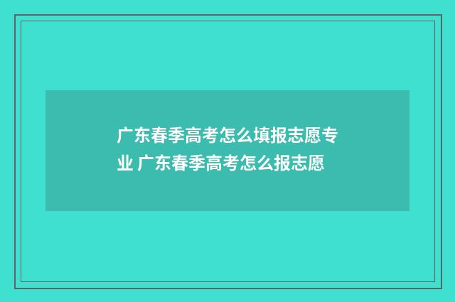广东春季高考怎么填报志愿专业 广东春季高考怎么报志愿