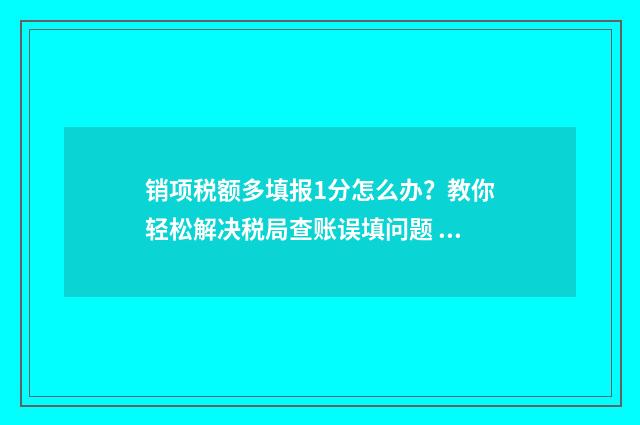 销项税额多填报1分怎么办？教你轻松解决税局查账误填问题 销项税多了怎么调账