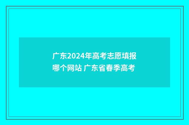广东2024年高考志愿填报哪个网站 广东省春季高考