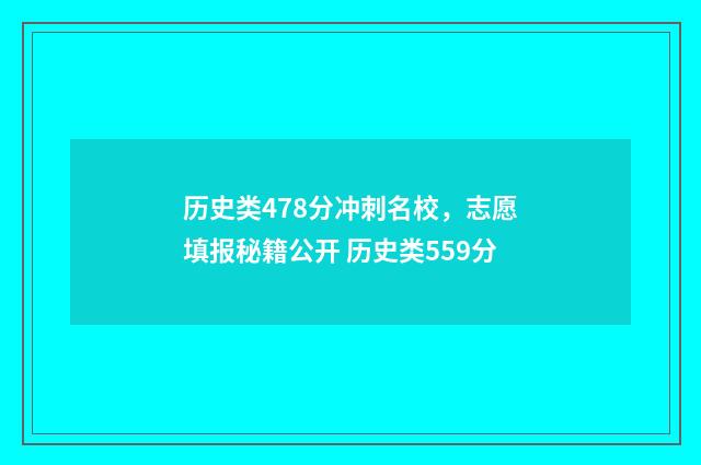 历史类478分冲刺名校，志愿填报秘籍公开 历史类559分