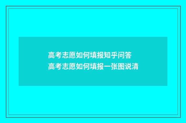 高考志愿如何填报知乎问答 高考志愿如何填报一张图说清