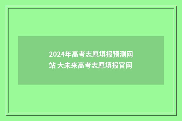 2024年高考志愿填报预测网站 大未来高考志愿填报官网