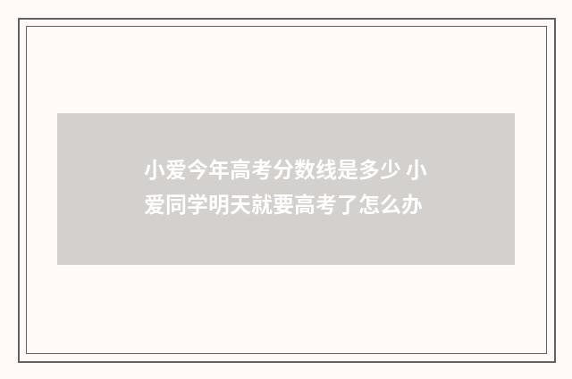 小爱今年高考分数线是多少 小爱同学明天就要高考了怎么办