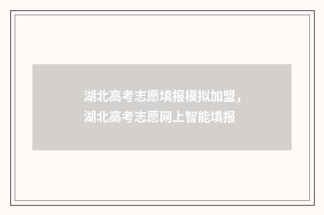 湖北高考志愿填报模拟加盟,湖北高考志愿网上智能填报