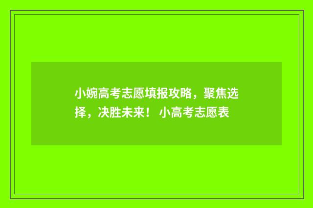 小婉高考志愿填报攻略,聚焦选择,决胜未来! 小高考志愿表