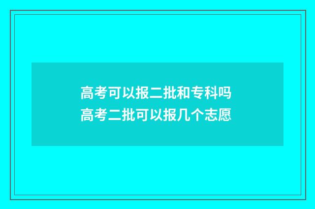 高考可以报二批和专科吗 高考二批可以报几个志愿