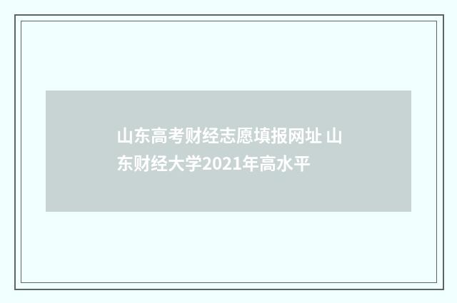 山东高考财经志愿填报网址 山东财经大学2021年高水平