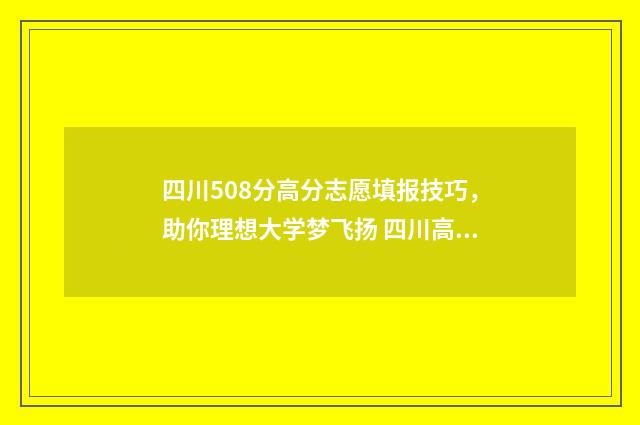 四川508分高分志愿填报技巧,助你理想大学梦飞扬 四川高考505分