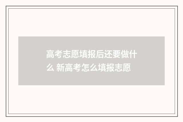 高考志愿填报后还要做什么 新高考怎么填报志愿