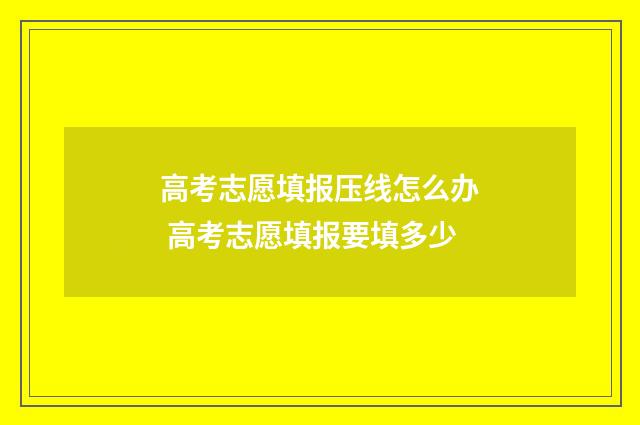 高考志愿填报压线怎么办 高考志愿填报要填多少