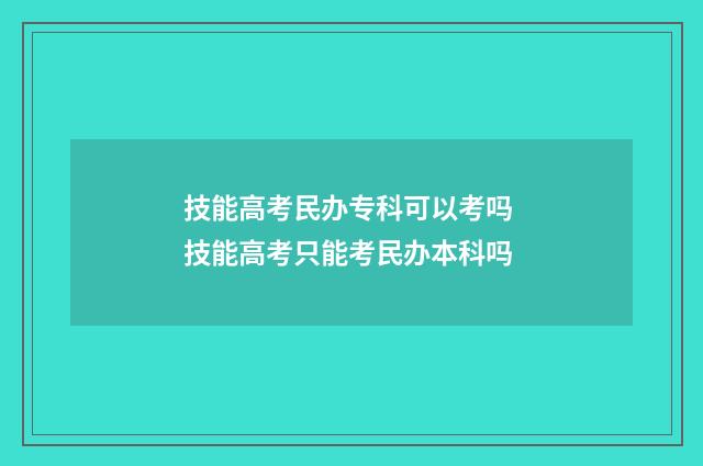 技能高考民办专科可以考吗 技能高考只能考民办本科吗