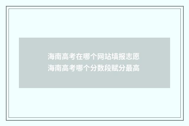 海南高考在哪个网站填报志愿 海南高考哪个分数段赋分最高