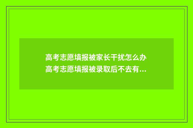 高考志愿填报被家长干扰怎么办 高考志愿填报被录取后不去有什么影响
