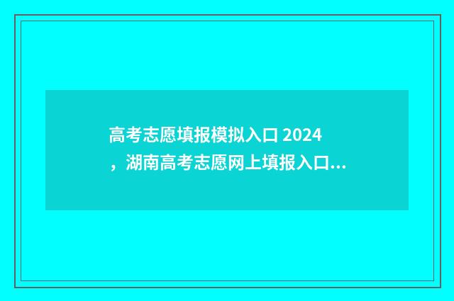 高考志愿填报模拟入口 2024，湖南高考志愿网上填报入口 高考志愿填报模拟入口2024